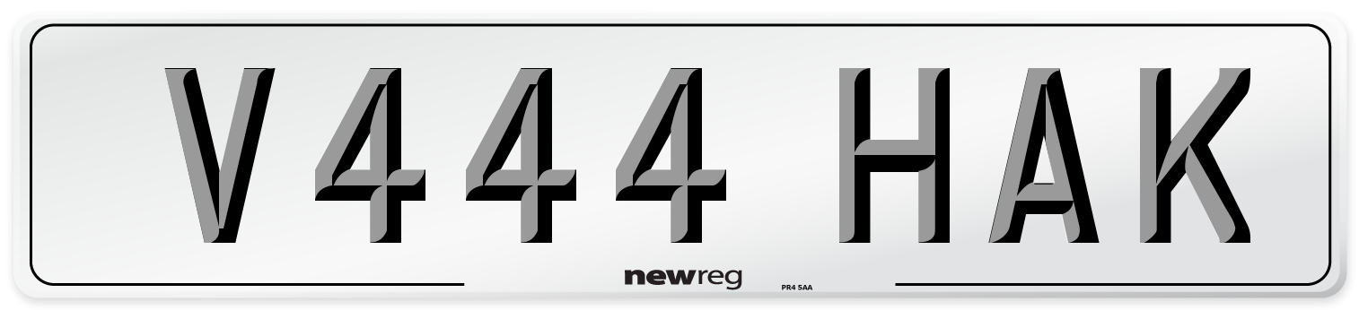 V444 HAK Number Plate from New Reg